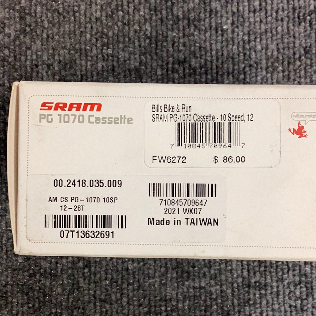 SRAM PG-1070 Cassette - 10 Speed, 12-28t, Silver