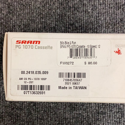 SRAM PG-1070 Cassette - 10 Speed, 12-28t, Silver