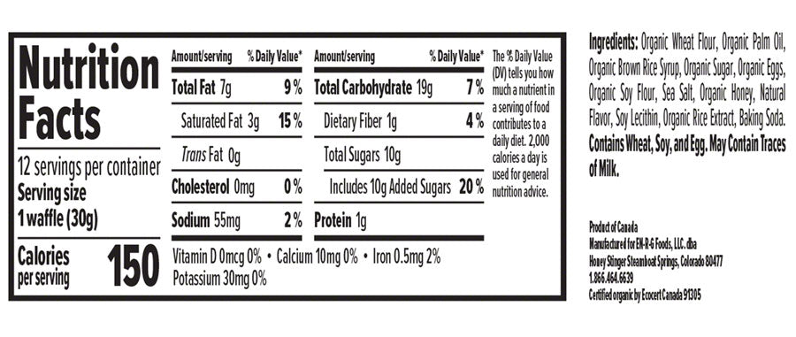 Honey Stinger Organic Waffle - Honey, Box of 12